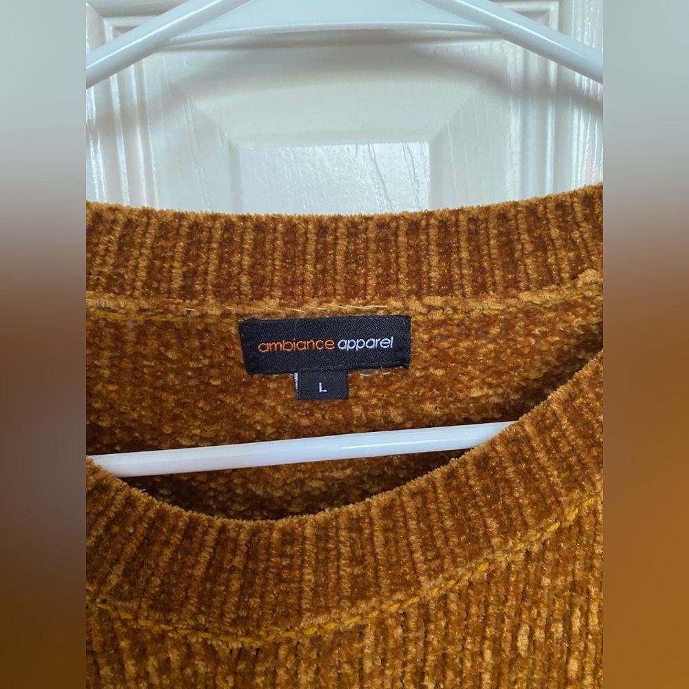 Women’s Ambiance Apparel Mustard Yellow Soft Fuzzy Sweater - Picture 4 of 5